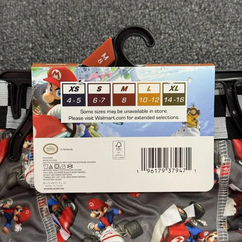 Bioworld Mario Kart Boys 4pk Athletic Boxer Briefs Underwear Size M(8)